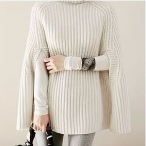NEW off white cape sleeve turtleneck sweater poncho style size large NWOT